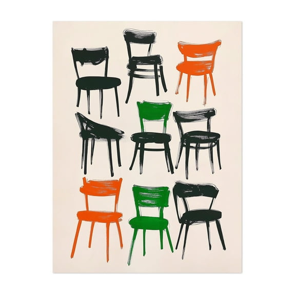 Please have a seat 02 - Illustration Pop Art Modern Art Abstract Mid-Century Modern Geometric Minimalist Unframed Wall Art Print 6 x 8 inches