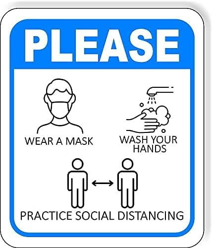 Mask Clean Sign Please wear a mask wash hands and practice social distancing Aluminum ...