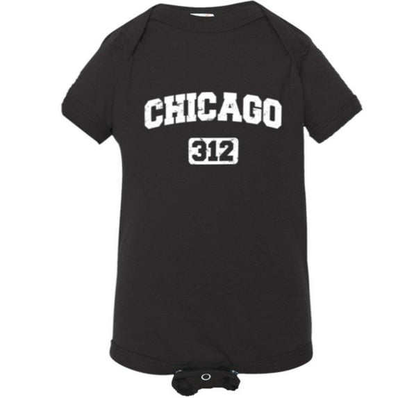 PleaseMeTees™ Baby Chicago 312 Area Code Distressed HQ Jumpsuit