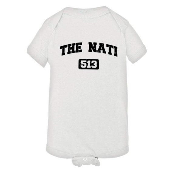 PleaseMeTees™ Baby Cincinnati 513 The Nati Area Code Distressed Onsie