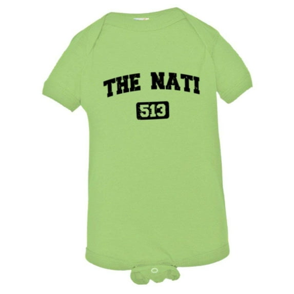 PleaseMeTees™ Baby Cincinnati 513 The Nati Area Code Distressed Onsie