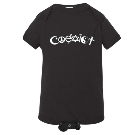 PleaseMeTees™ Baby Classic Arched Coexist Religion Symbols HQ Jumpsuit