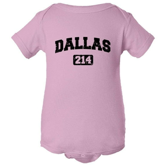 PleaseMeTees™ Baby Dallas 214 Area Code Distressed HQ Jumpsuit