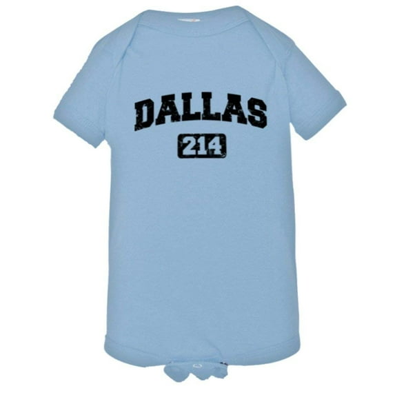PleaseMeTees™ Baby Dallas 214 Area Code Distressed HQ Jumpsuit