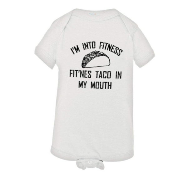 PleaseMeTees™ Baby Fitness Fit This Taco Into My Mouth Distressed Onsie
