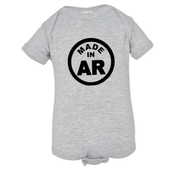 PleaseMeTees™ Baby From Born Made In Arkansas AK Logo Label Tag Jumpsuit