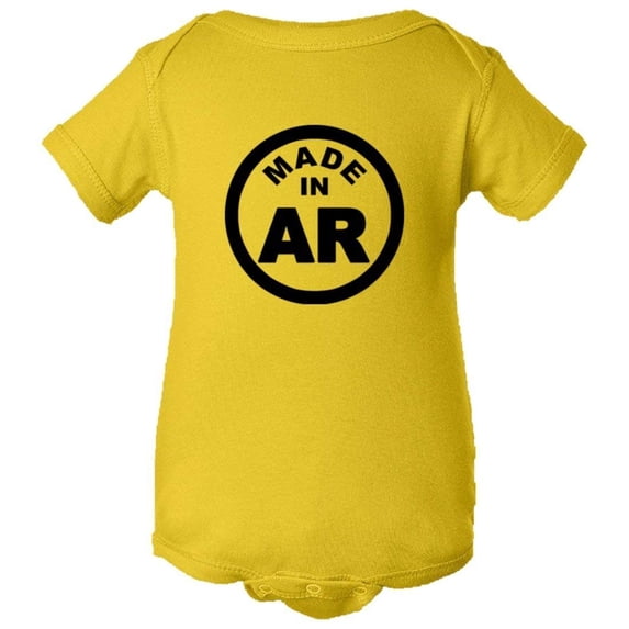 PleaseMeTees™ Baby From Born Made In Arkansas AK Logo Label Tag Jumpsuit
