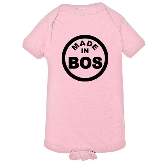 PleaseMeTees™ Baby From Born Made In Boston MA Strong Logo Label Jumpsuit