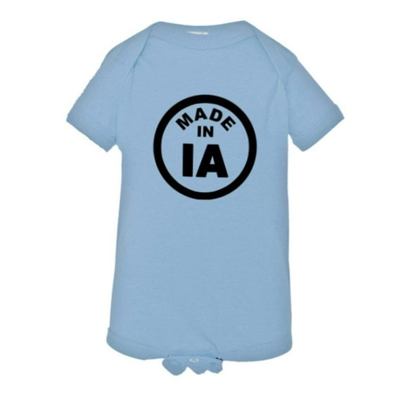 PleaseMeTees™ Baby From Born Made In Iowa IA Logo Label Tag HQ Jumpsuit