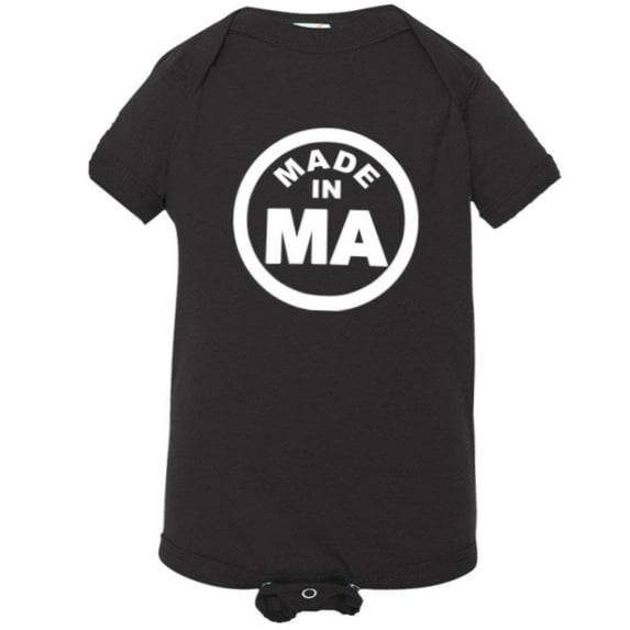 PleaseMeTees™ Baby From Born Made In Massachusetts MA Logo Label Jumpsuit