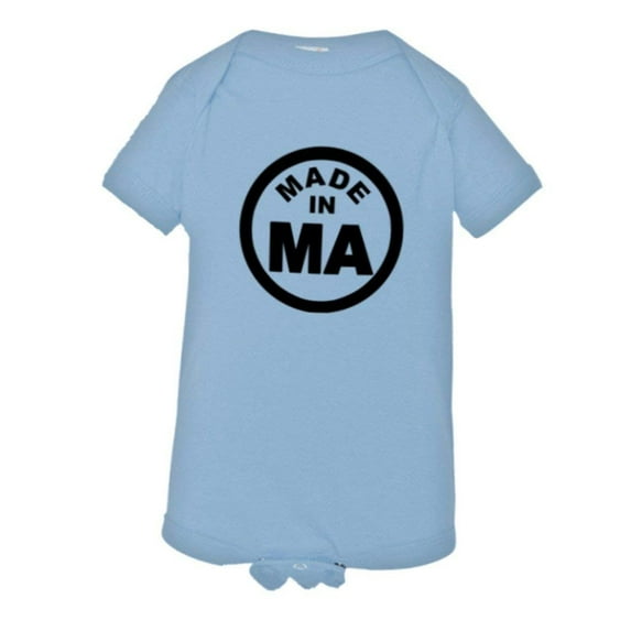 PleaseMeTees™ Baby From Born Made In Massachusetts MA Logo Label Onsie