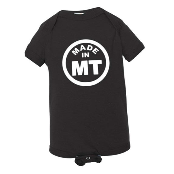 PleaseMeTees™ Baby From Born Made In Montana MT Logo Label HQ Jumpsuit