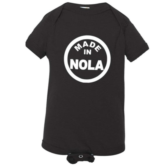 PleaseMeTees™ Baby From Born Made In New Orleans NOLA Logo Label Jumpsuit