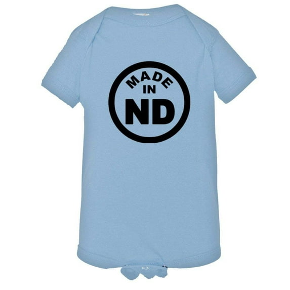 PleaseMeTees™ Baby From Born Made In North Dakota ND Logo Label Jumpsuit