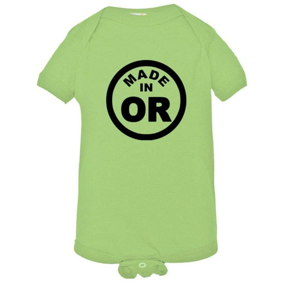 PleaseMeTees™ Baby From Born Made In Oregon OR State Logo Label Jumpsuit