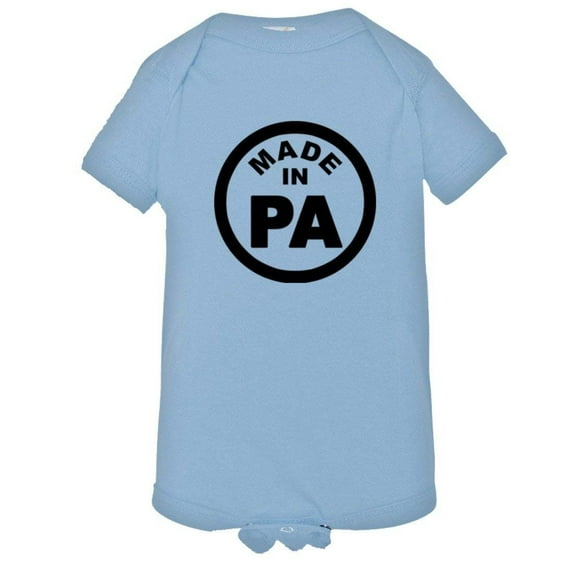 PleaseMeTees™ Baby From Born Made In Pennsylvania PA Logo Label Onsie