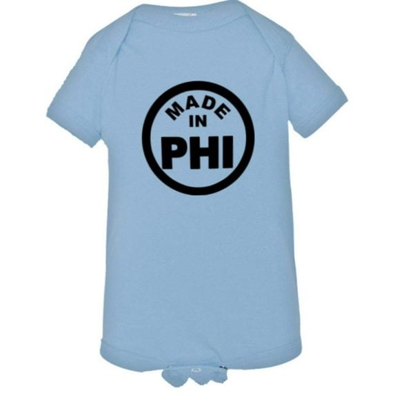 PleaseMeTees™ Baby From Born Made In Philadelphia PA Logo Label Onsie