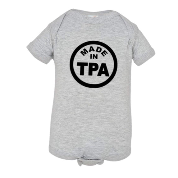 PleaseMeTees™ Baby From Born Made In Tampa FL Florida Logo Label Jumpsuit