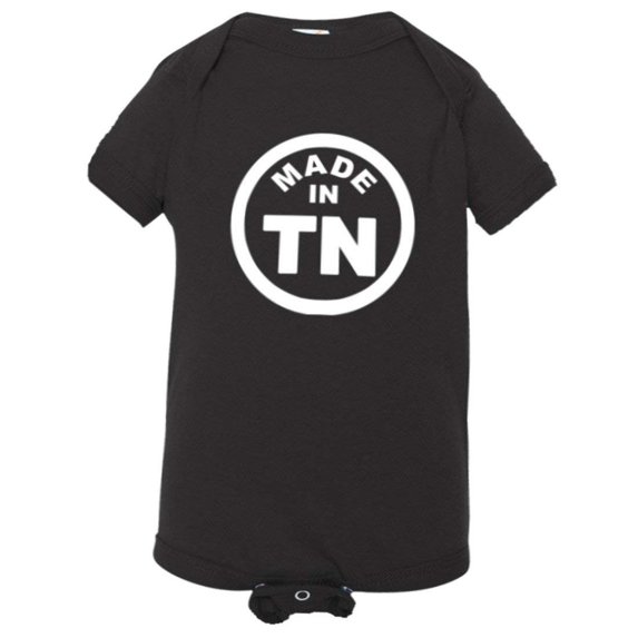 PleaseMeTees™ Baby From Born Made In Tennessee TN Logo Label HQ Jumpsuit
