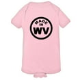 thumbnail image 1 of PleaseMeTees™ Baby From Born Made In West Virginia WV Logo Label Jumpsuit, 1 of 1