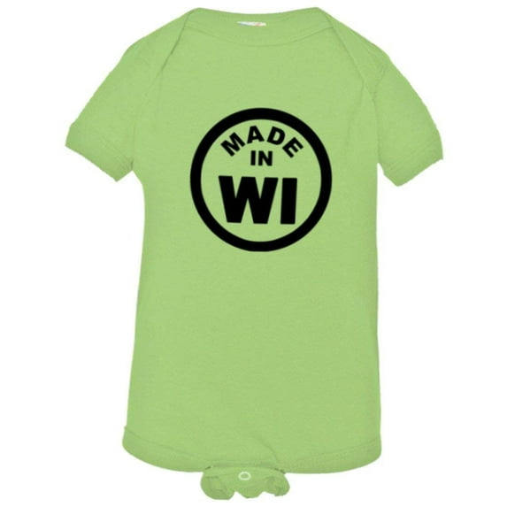 PleaseMeTees™ Baby From Born Made In Wisconsin WI Logo Label HQ Jumpsuit