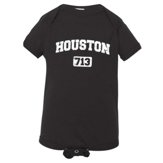 PleaseMeTees™ Baby Houston 713 Area Code Distressed HQ Jumpsuit