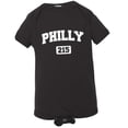 thumbnail image 1 of PleaseMeTees™ Baby Philly 215 Area Code Philadelphia Distressed Jumpsuit, 1 of 1