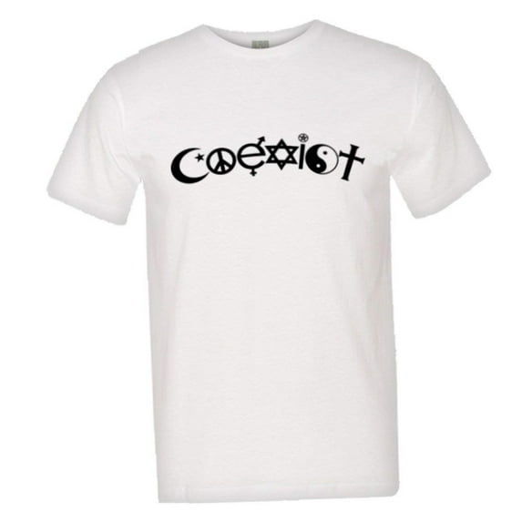 PleaseMeTees™ Mens Classic Arched Coexist Religion Symbols HQ Tee