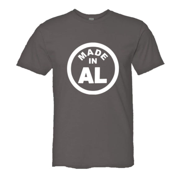 PleaseMeTees™ Mens From Born Made In Alabama AL Logo Label Tag HQ Tee