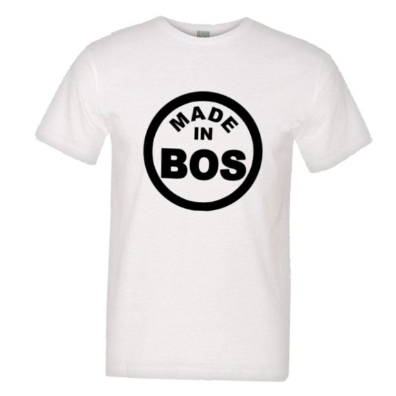 PleaseMeTees™ Mens From Born Made In Boston MA Strong Logo Label HQ Tee