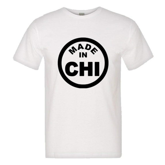 PleaseMeTees™ Mens From Born Made In Chicago IL Logo Label HQ Tee