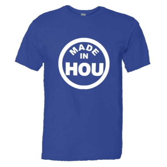 PleaseMeTees™ Mens From Born Made In Houston TX Logo Label HQ Tee