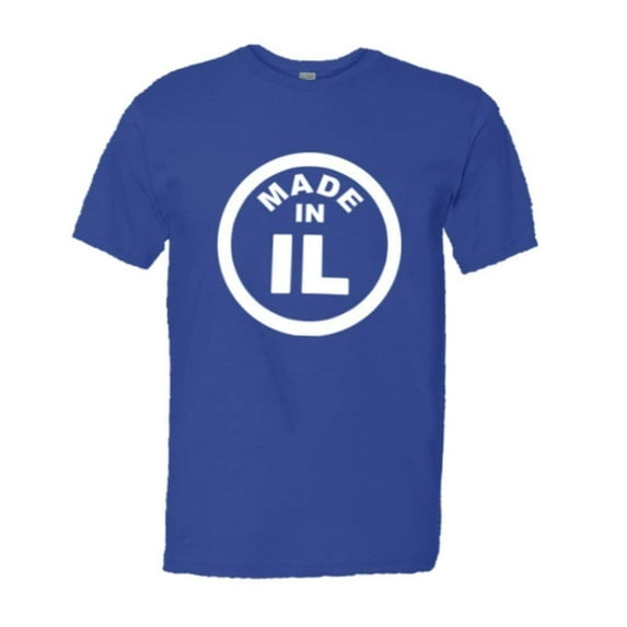 PleaseMeTees™ Mens From Born Made In Illinois IL Logo Label Chi HQ Tee