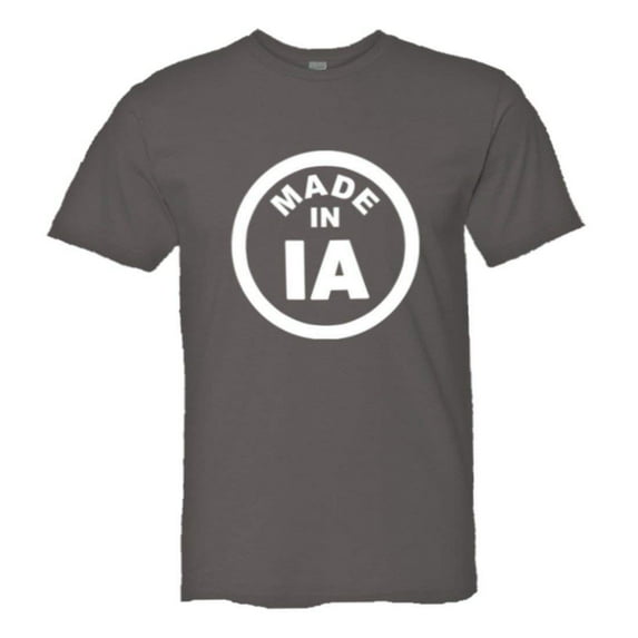 PleaseMeTees™ Mens From Born Made In Iowa IA Logo Label Tag HQ Tee