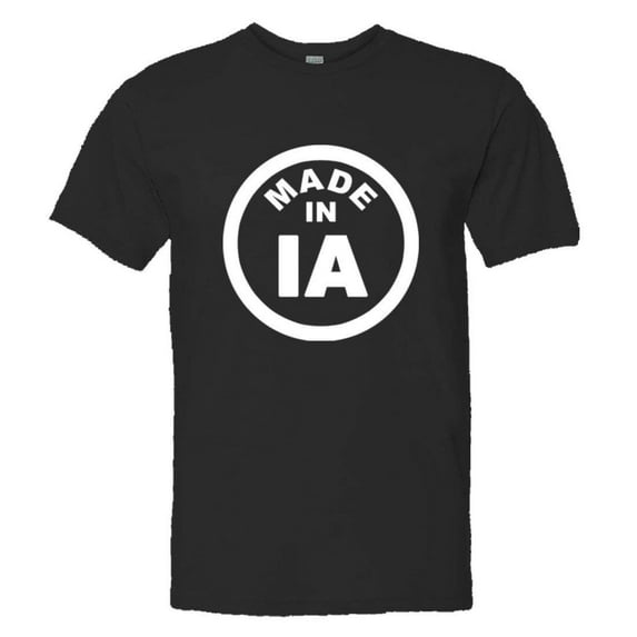 PleaseMeTees™ Mens From Born Made In Iowa IA Logo Label Tag HQ Tee
