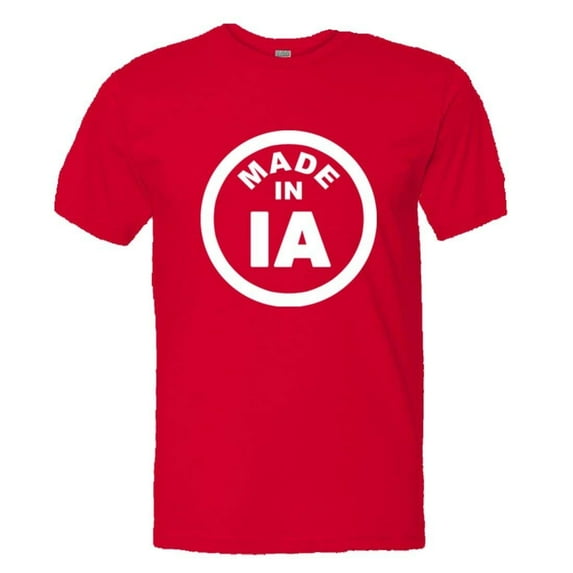PleaseMeTees™ Mens From Born Made In Iowa IA Logo Label Tag HQ Tee