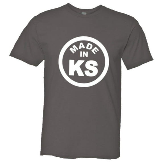 PleaseMeTees™ Mens From Born Made In Kansas KS Logo Label Tag HQ Tee