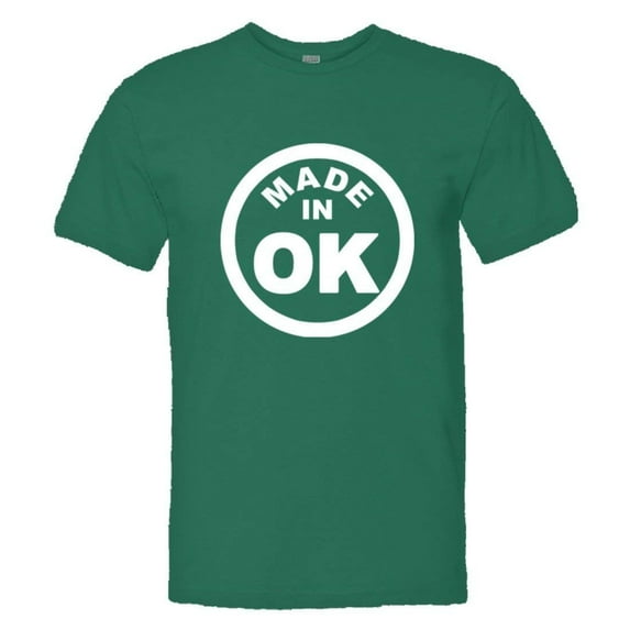 PleaseMeTees™ Mens From Born Made In Oklahoma OK State Logo Label HQ Tee