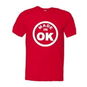 PleaseMeTees™ Mens From Born Made In Oklahoma OK State Logo Label HQ Tee