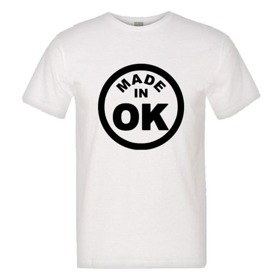PleaseMeTees™ Mens From Born Made In Oklahoma OK State Logo Label HQ Tee