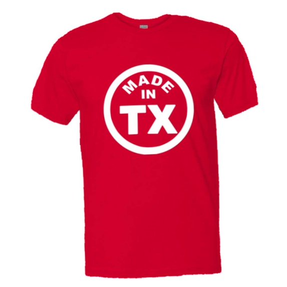 PleaseMeTees™ Mens From Born Made In Texas Longhorn TX Logo Label HQ Tee