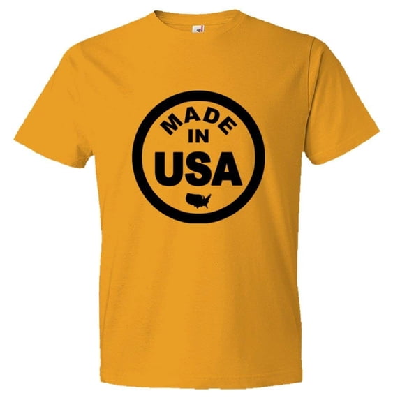 PleaseMeTees™ Mens From Born Made In USA United States Logo Label Tee