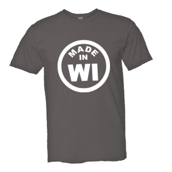 PleaseMeTees™ Mens From Born Made In Wisconsin WI Logo Label HQ Tee