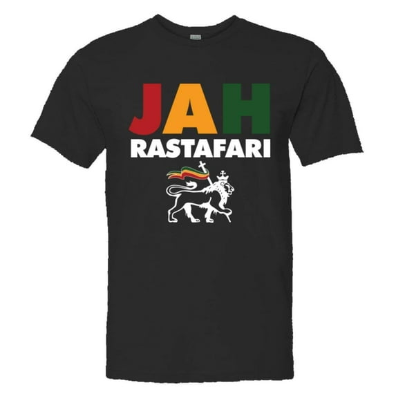 PleaseMeTees™ Mens Jah Mon Jamaica Rastafari Lion Ya HQ Tee