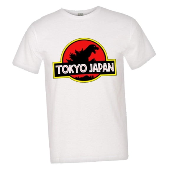 PleaseMeTees? Mens Jurassic Tokyo Japan Godzilla Park Logo HQ Tee