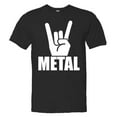 thumbnail image 1 of PleaseMeTees™ Mens Metal Hand Rock Music Fingers Devil Horns HQ Tee, 1 of 1