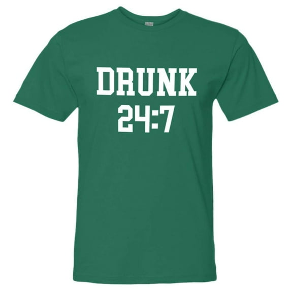 PleaseMeTees™ Mens/Unisex Drunk 24 7 Drink All Day Sunday Funday Soft HQ Tee