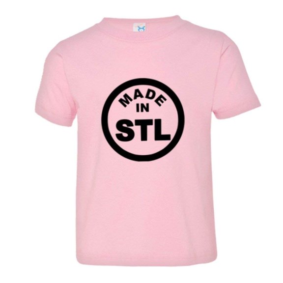 PleaseMeTees™ Toddler Born Made In ST Louis MO Missouri Logo Label HQ Tee