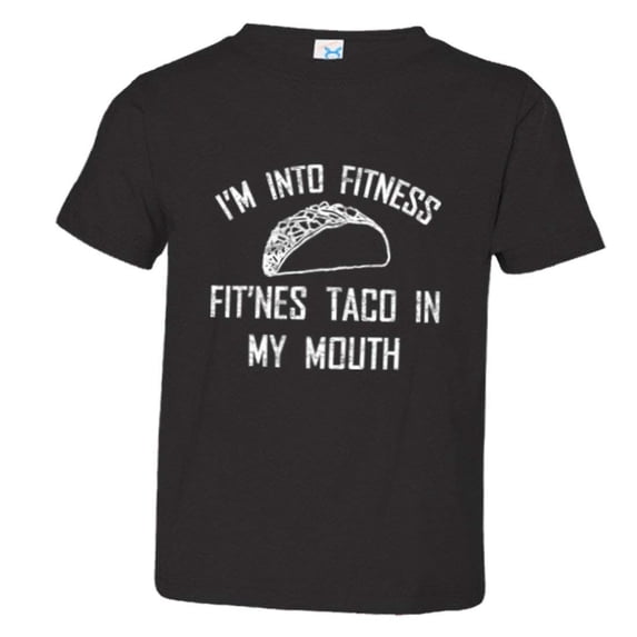 PleaseMeTees™ Toddler Fitness Fit This Taco Into My Mouth Distressed Tee