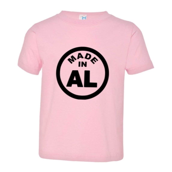 PleaseMeTees™ Toddler From Born Made In Alabama AL Logo Label Tag HQ Tee